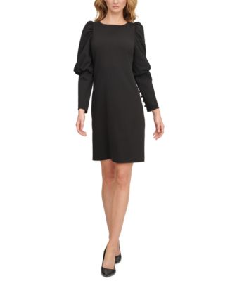 Calvin Klein Puff-Shoulder Taper-Sleeve Shift Dress - Macy's