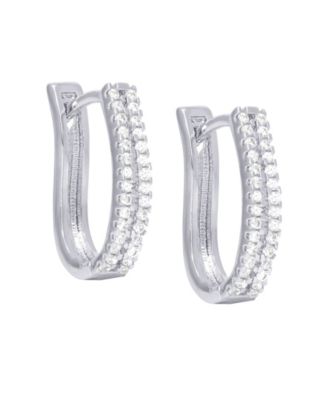 Cubic Zirconia 2-Row Hoop Earrings