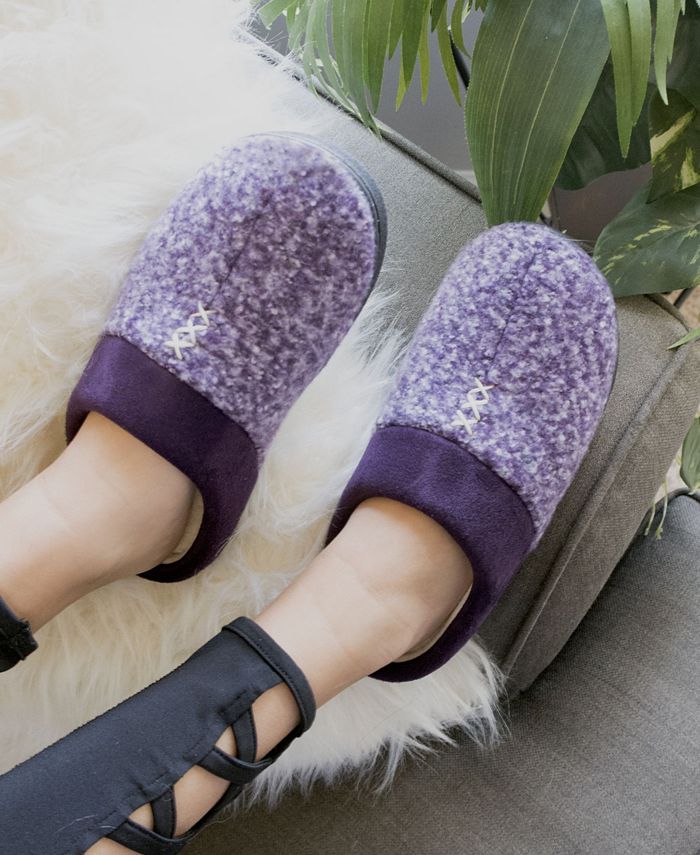 women's isotoner jessie microsuede heathered knit hoodback slipper