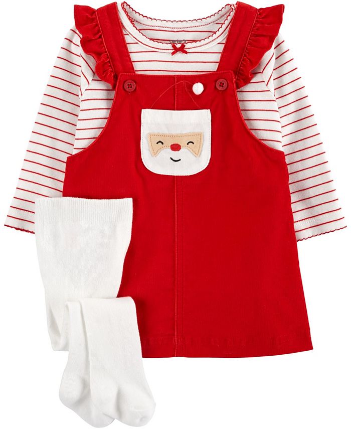 Carter's Baby Girl 3Piece Striped Tee & Santa Jumper Set Macy's
