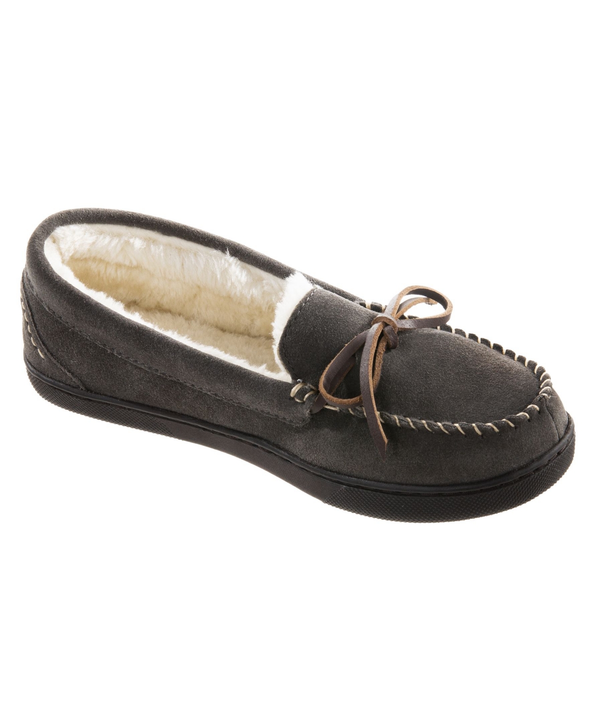 Women's Sage Genuine Suede Moccasin Slippers - Ash