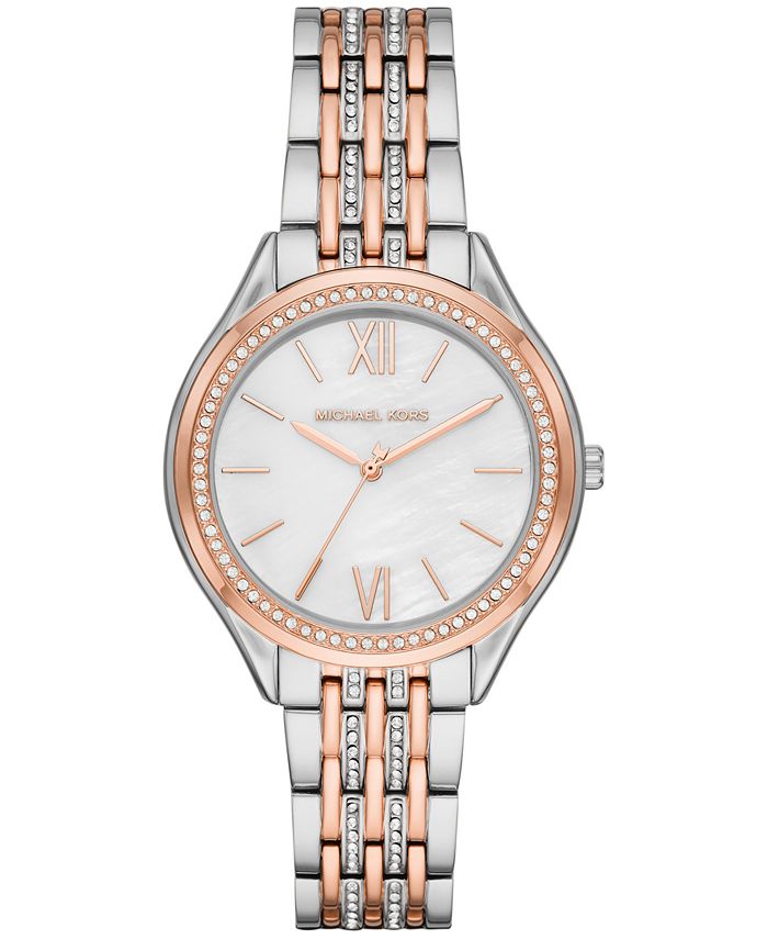 Michael Kors Women's Mindy Two-Tone Stainless Steel Bracelet Watch 36mm &  Reviews - All Watches - Jewelry & Watches - Macy's