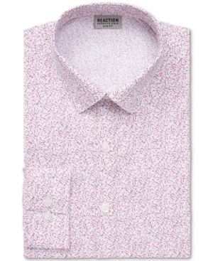 Kenneth Cole Reaction Men's Slim-Fit All Day Flex Performance Stretch Printed Dress Shirt