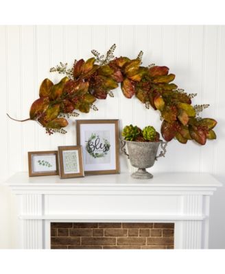 Autumn Magnolia Leaf and Berries Artificial Garland