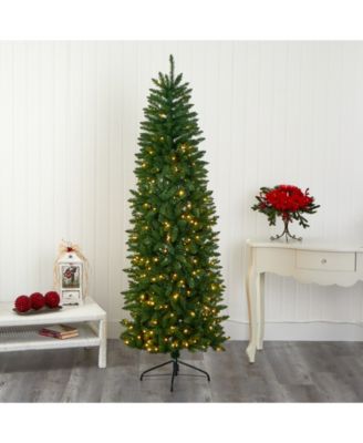 Slim Mountain Pine Artificial Christmas Tree with 300 Clear LED Lights