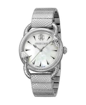 image of Roberto Cavalli by Franck Muller Women-s Swiss Quartz Silver-Tone Stainless Steel Bracelet Watch 34mm