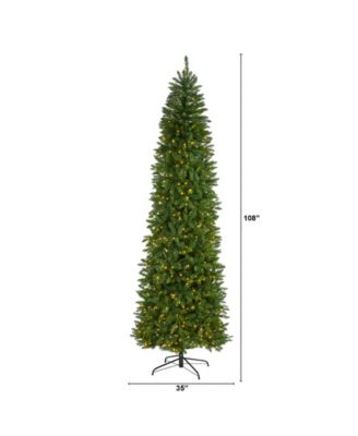 Slim Mountain Pine Artificial Christmas Tree with 600 Clear LED Lights