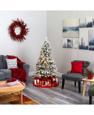 Flocked Rock Springs Spruce Artificial Christmas Tree with 150 Clear LED Lights