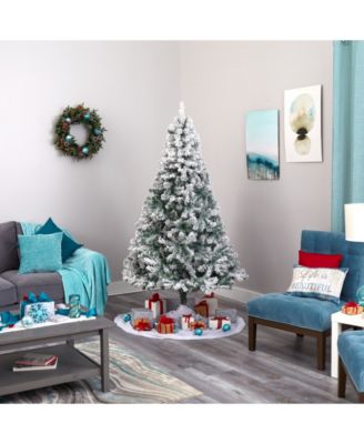 Flocked Rock Springs Spruce Artificial Christmas Tree with 800 Bendable Branches