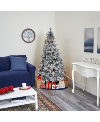 Flocked Vermont Mixed Pine Artificial Christmas Tree with 150 Clear LED Lights