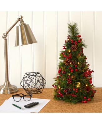 Mixed Berry and Pine Cone Artificial Christmas Tree with 35 Clear LED Lights