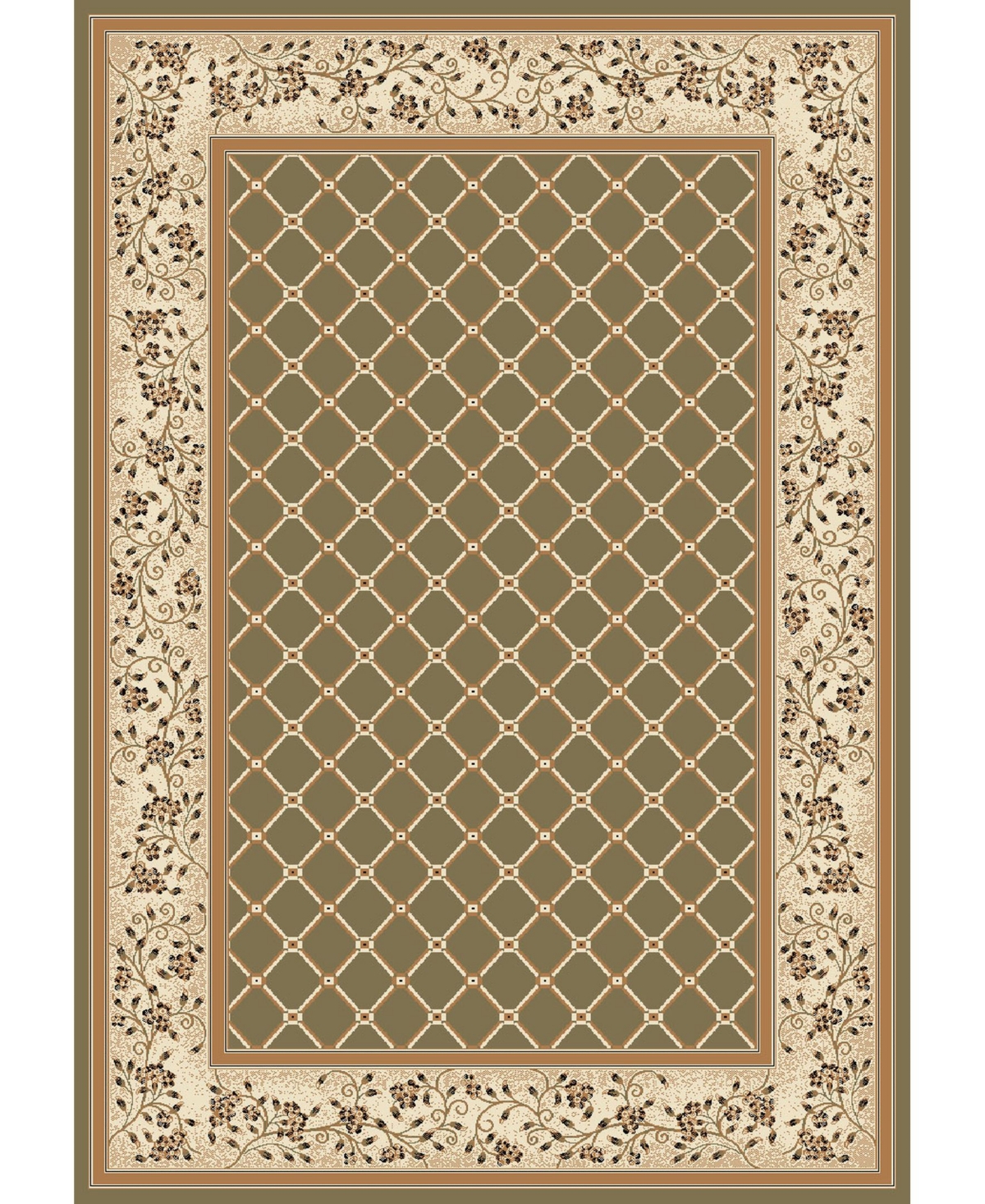 Portland Textiles Adriatic Vintage-Inspired Trellis 7'10in x 10'10in Area Rug - Green