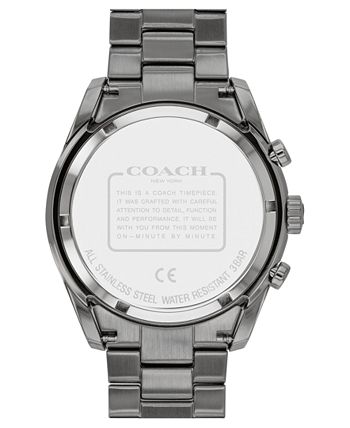 COACH - Men's Preston Chronograph Gray-Tone Bracelet Watch 44mm