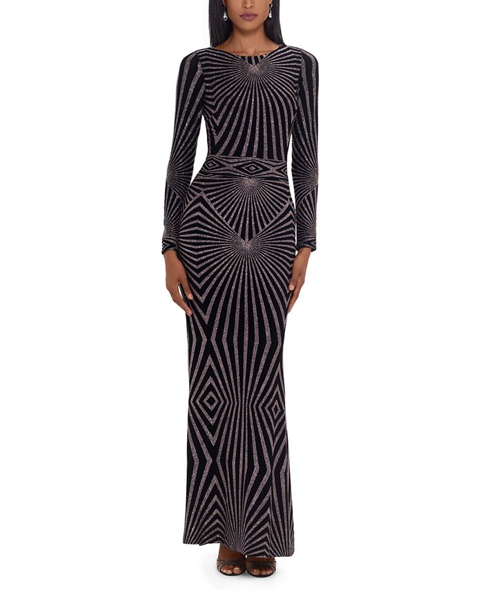 betsy and adam glitter print gown