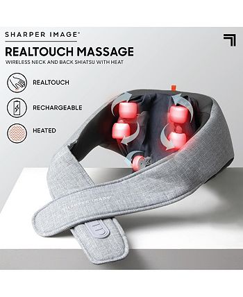 Sharper Image - Realtouch Shiatsu Massager, Warming Heat Soothes Sore Muscles, Nodes Feel Like Real Hands, Wireless & Rechargeable