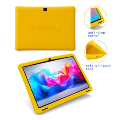 New 10.1" Funny Kids Wi-Fi Tablet Octa Core 128GB with Yellow Kids Defender Case Newest Android 15 Google certified