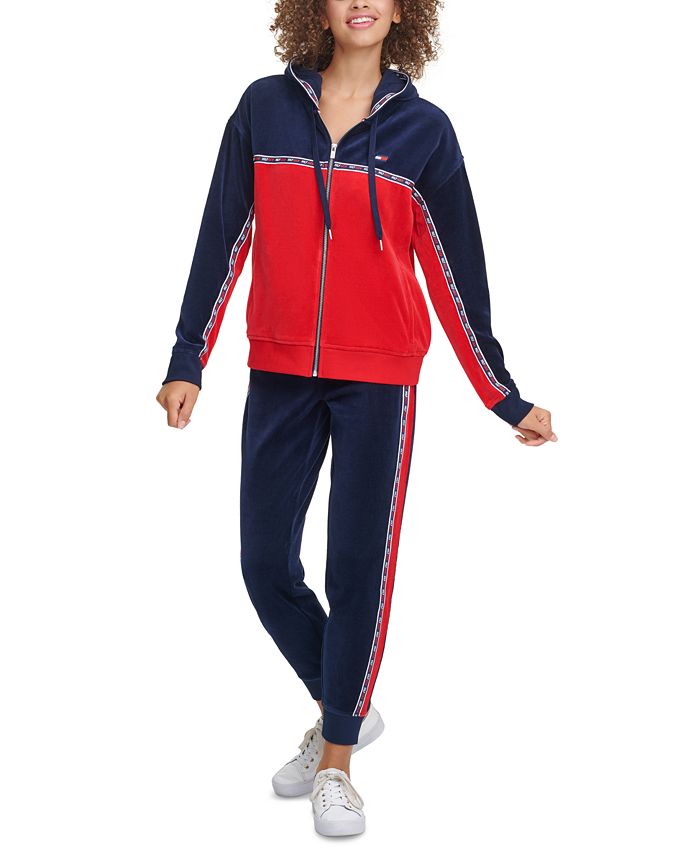 Tommy Hilfiger Velour Colorblocked Graphic Hoodie - Macy's