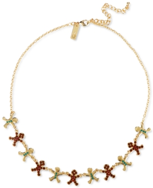 image of Inc Gold-Tone Crystal & Bead Gingerbread Statement Necklace, 18