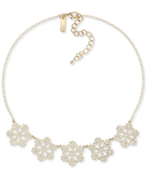 image of Inc Two-Tone Snowflake Statement Necklace, 18