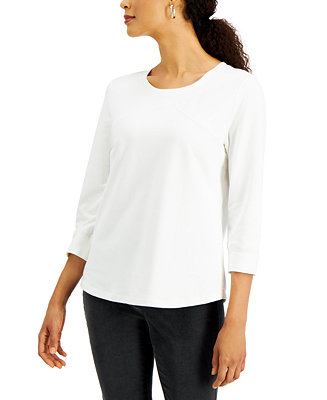 Karen Scott Seamed French Terry Top, Created for Macy's - Macy's
