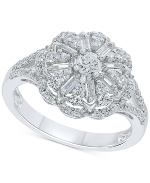 image of Diamond Flower Cluster Ring (1 ct. t.w.) in 10k White Gold