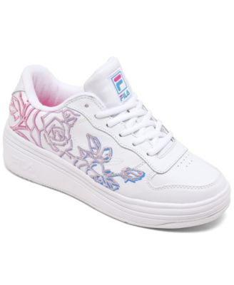 pink fila shoes with flowers