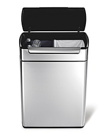 Brushed Stainless Steel 48 Liter Fingerprint Proof Touch Bar Dual Recycler Trash Can