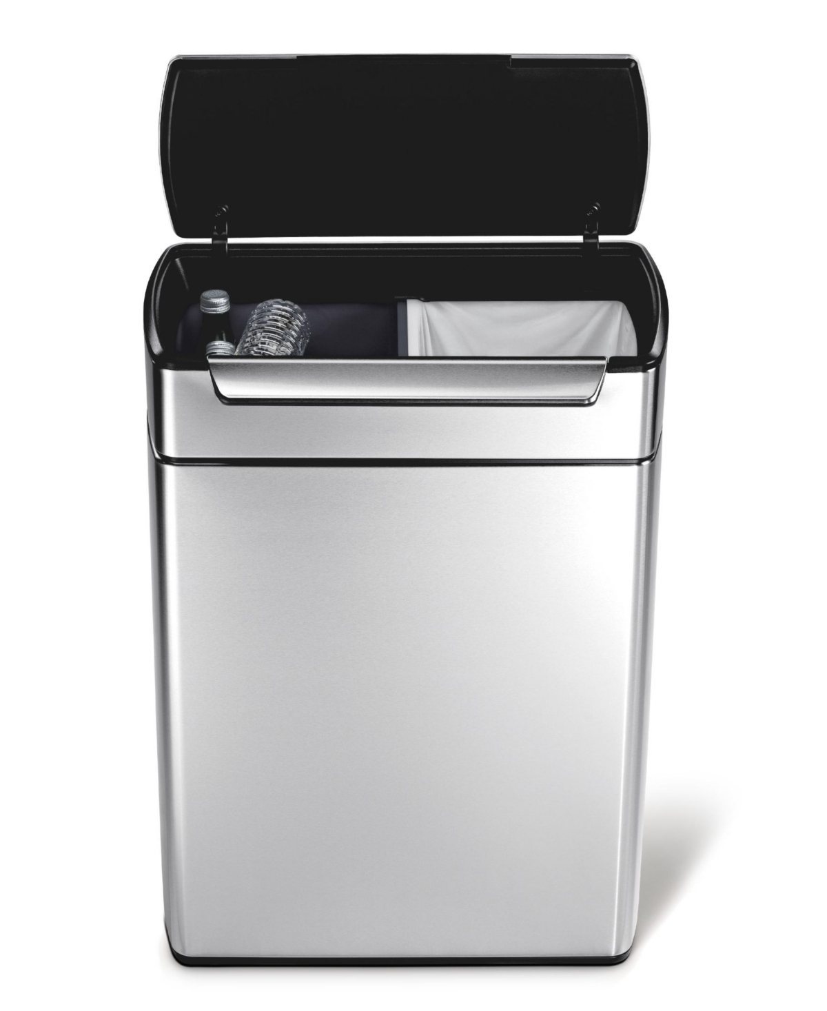 Simplehuman Brushed Stainless Steel 48 Liter Fingerprint Proof Touch Bar Dual Recycler Trash Can