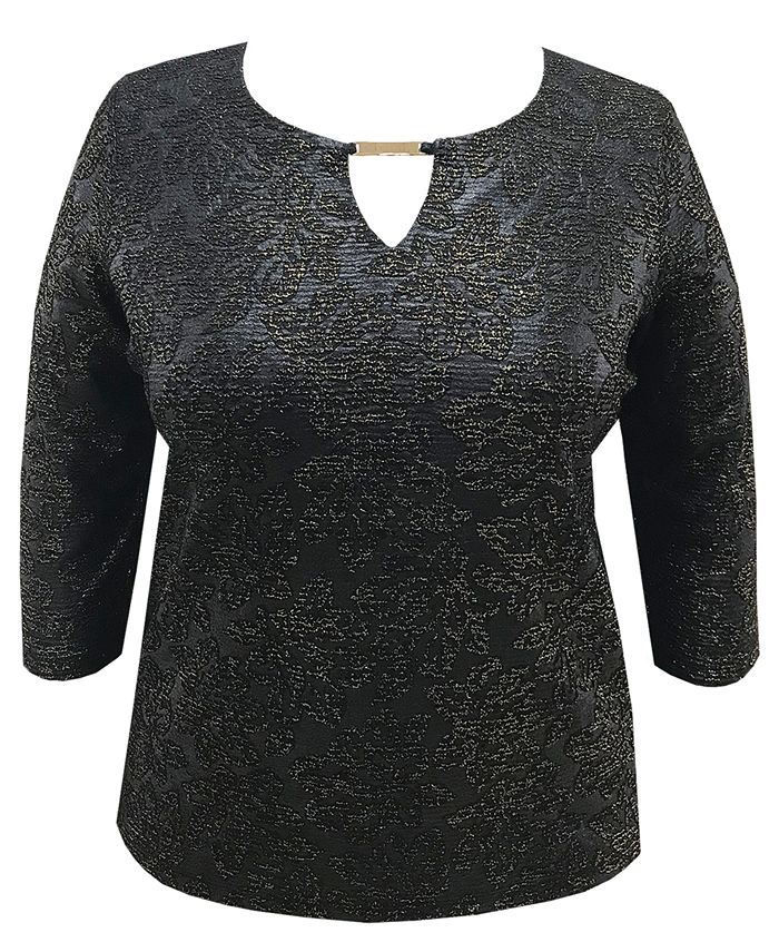JM Collection Plus Size Jacquard Keyhole Top, Created for Macy's - Macy's
