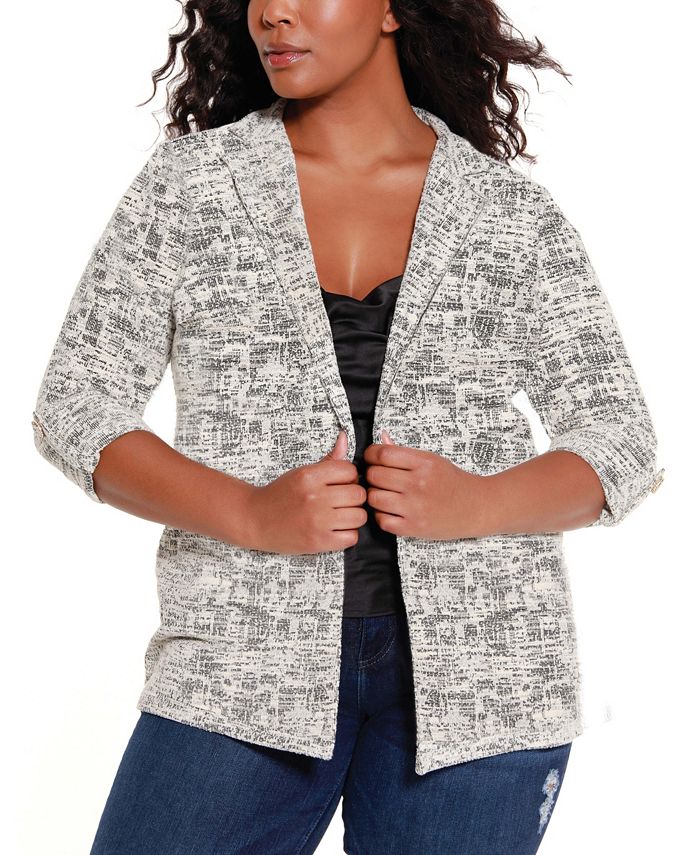 Belldini Black Label Women's Plus Size Knit Jacquard Jacket - Macy's
