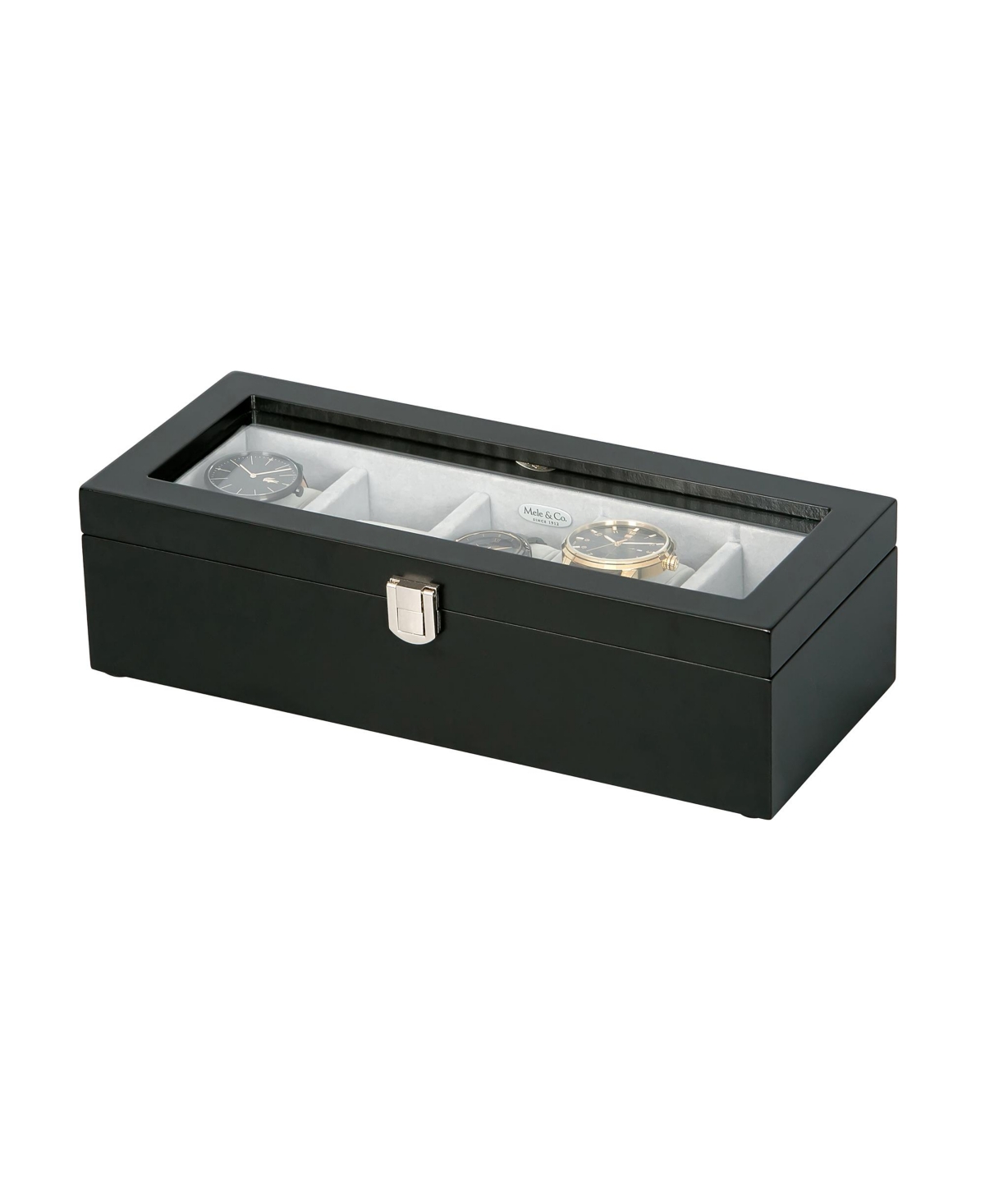 Mele Co. Tate Glass Top Wooden Watch Box in Java Finish - Java