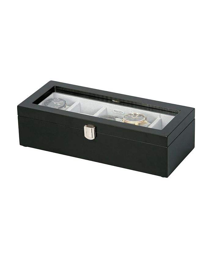 Mele Co Mele Co. Tate Glass Top Wooden Watch Box in Java Finish