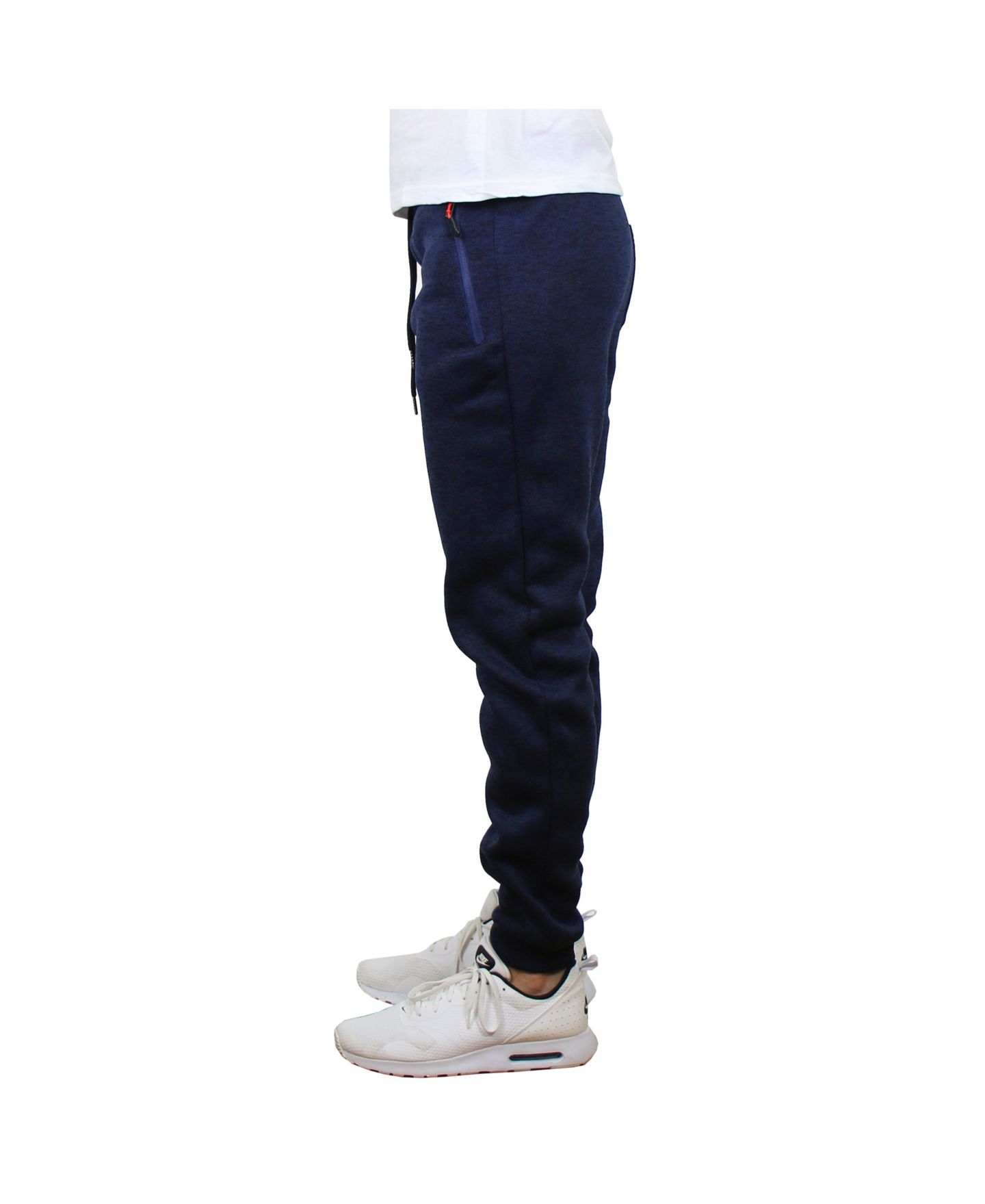 Мужские брюки Galaxy By Harvic Slim-Fit Marled Fleece Joggers with Zipper Side Pockets, цвет: Угольный — фото 4