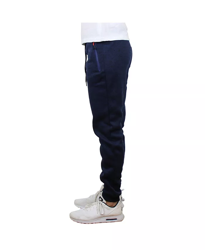 Men's Slim-Fit Marled Fleece Joggers with Zipper Side Pockets - thumbnail 4