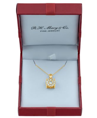 Diamond Halo 18" Pendant Necklace (3/4 ct. t.w.) in 14k Yellow, White or Rose Gold