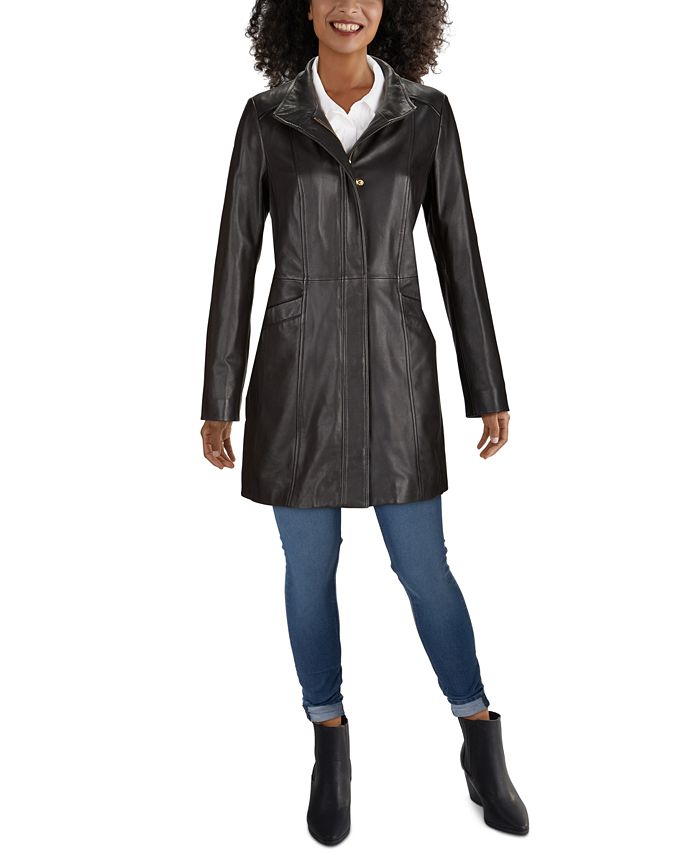 Cole Haan Wing-Collar Leather Jacket - Macy's