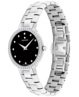 Women's Swiss Faceto Diamond (1/4 ct. t.w.) Stainless Steel Bracelet Watch 28mm
