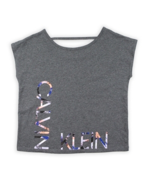 image of Calvin Klein Performance Big Girls Bold Open Back Tee with Screenprint