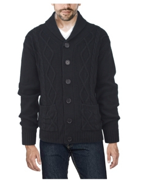 X-Ray Men's Shawl Collar Cable Knit Cardigan