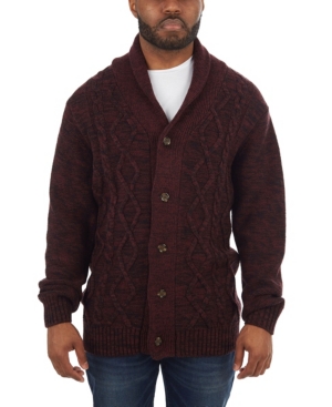 X-Ray Men's Shawl Collar Cable Knit Cardigan