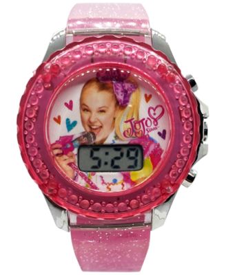 Accutime - Kid's JoJo Swia Digital Pink Glitter Silicone Strap Watch 36mm