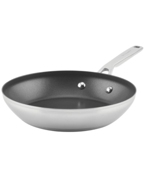 Shop Kitchenaid 3-ply Base Stainless Steel 9.5" Nonstick Induction Frying Pan In Brushed Stainless Steel