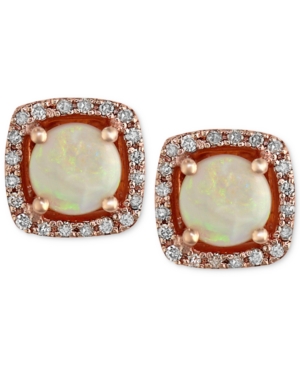 image of Gemma by Effy Opal (3/4 ct. t.w.) and Diamond (1/8 ct. t.w.) Stud Earrings in 14k Rose Gold