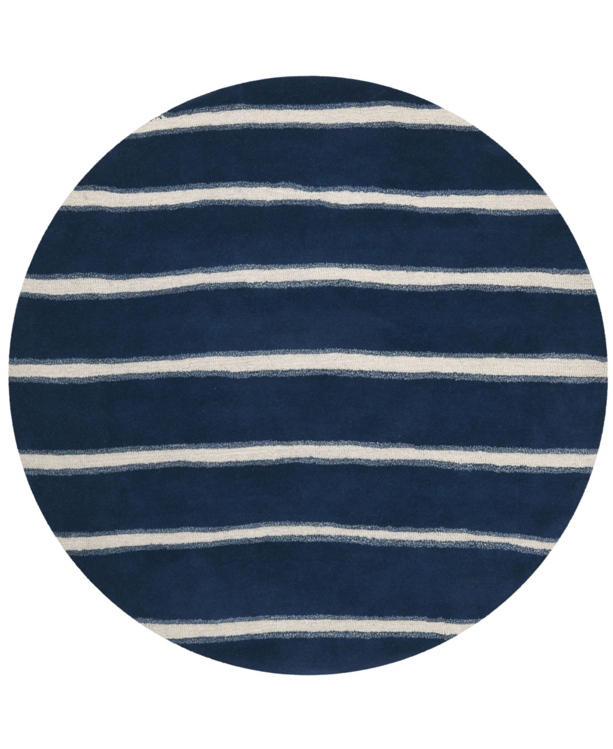 Martha Stewart Collection Chalk Stripe MSR3617C Navy 6' x 6' Round Area Rug - Navy