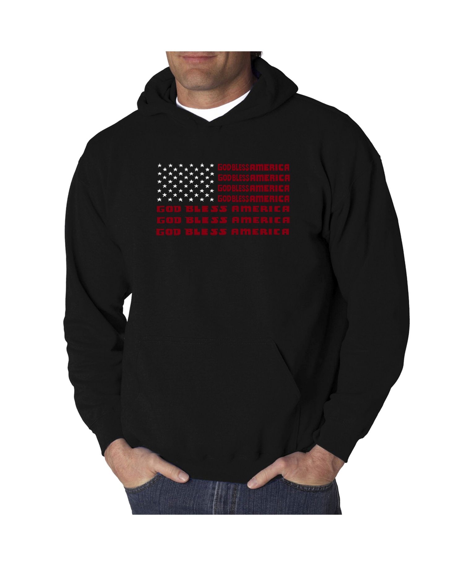 Men's Word Art Hooded Sweatshirt - God Bless America