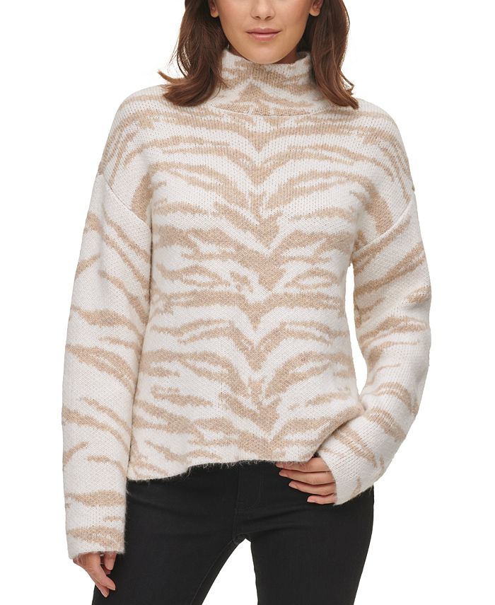 DKNY Animal Print Turtleneck Sweater Macy s