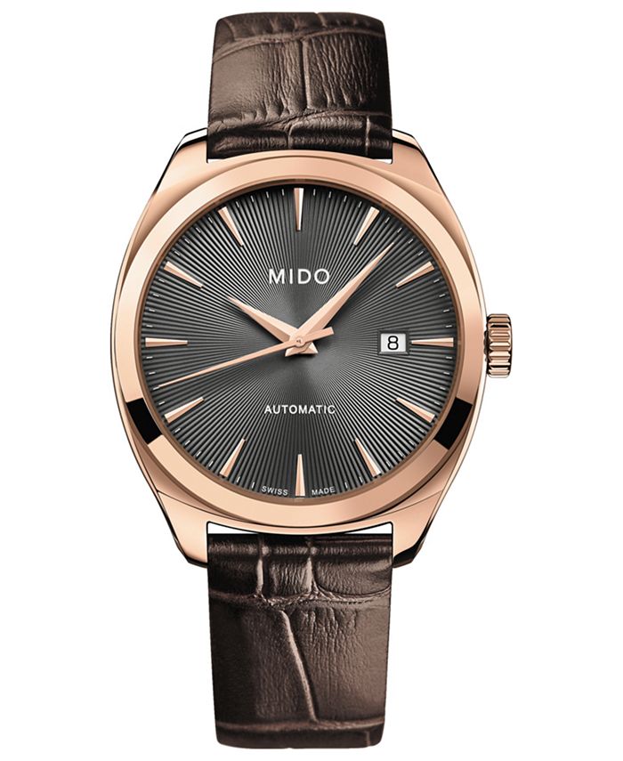 Mido - Men's Swiss Automatic Belluna Royal Brown Leather Strap Watch 41mm
