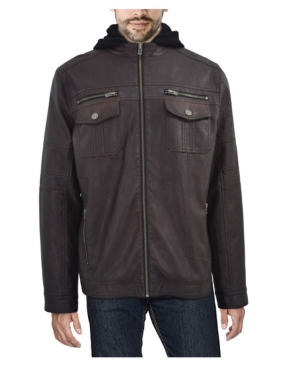 X-Ray Men's Hooded Faux-Leather Jacket