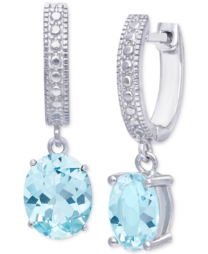image of Blue Topaz Dangle Hoop Drop Earrings (3-1/5 ct. t.w.) in Sterling Silver