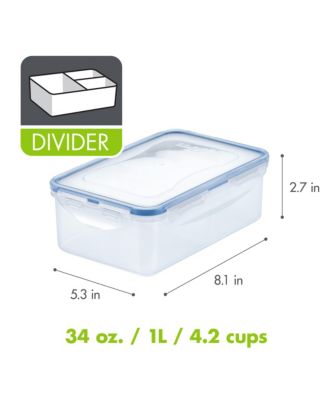 Lock n Lock Easy Essentials On the Go Meals Divided Rectangular Food Storage Containers, 34-Ounce, Set of 3